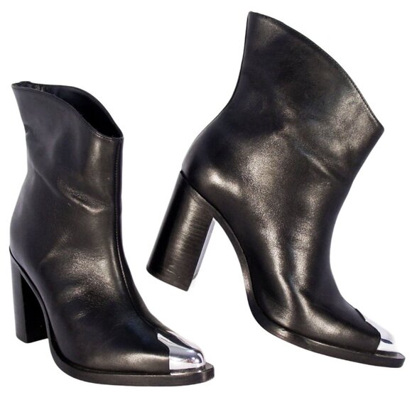 SCHUTZ Blaze $218 Heeled Metal Toe Ankle Boots 6.5 - Made in BRAZIL - Picture 1 of 8